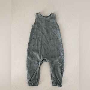 Rylee & Cru Shark-Print Sleeveless Romper in Dusty Blue